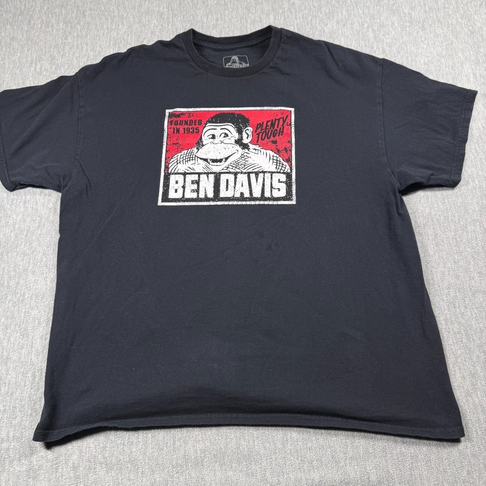 Ben Davis T-Shirt Men 2XL Black Graphic Monkey Ape Logo Short Sleeve Cotton Tee